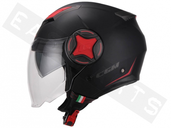Helmet Demi Jet CGM 129X Illinois Matt Black/ Red (double visor)